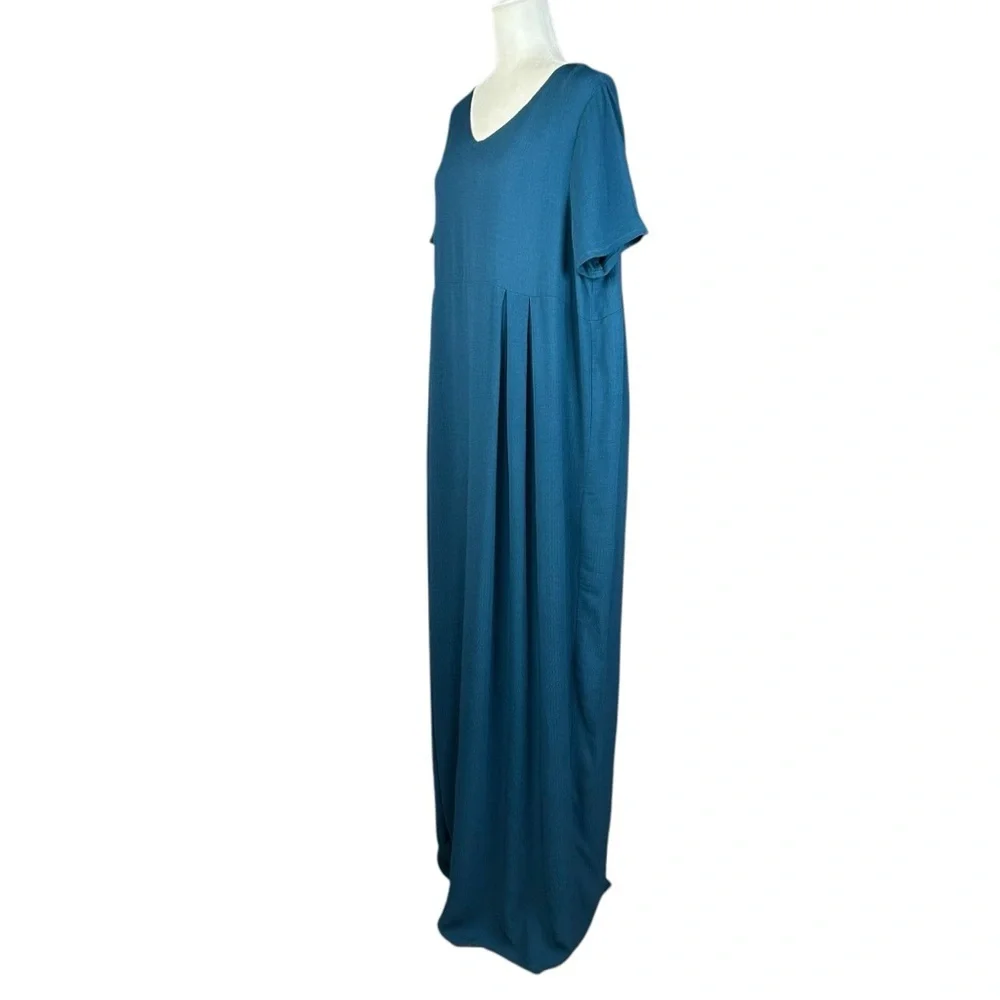 Eileen Fisher Maxi Dress Large Lagenlook Flowy Empire Waist Spring Resort - Picture 5 of 8